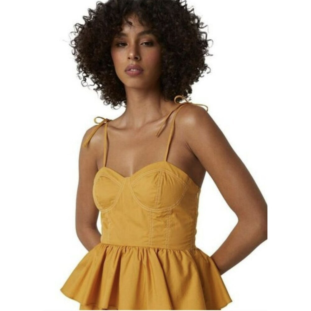 MISA Rosie Bustier Peplum-Waist Poplin Maxi Dress Large NEW - Picture 5 of 11